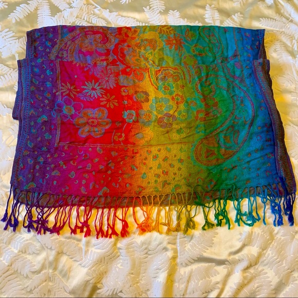 🌈Rainbow Pashmina Scarf - Picture 1 of 3